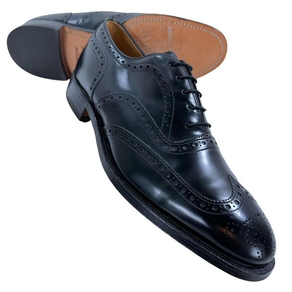 Johnston & Murphy Optima Black Leather Wing Tip Brogue Men's Size 10.5 - Picture 1 of 9